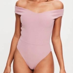 Brand New Missguided Pink Bardot Crepe Dress (Size 6)